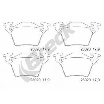 Jeu de 4 plaquettes de frein arrière BRECK 23020 00 704 00