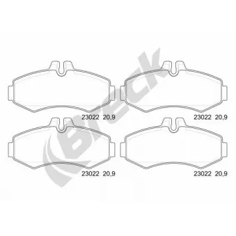 Jeu de 4 plaquettes de frein avant BRECK 23022 00 703 20