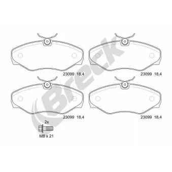 Jeu de 4 plaquettes de frein avant BRECK 23099 00 703 00
