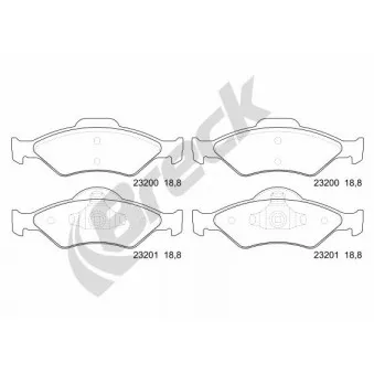 Jeu de 4 plaquettes de frein avant BRECK 23200 00 702 00