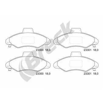 Jeu de 4 plaquettes de frein avant BRECK 23300 00 702 10