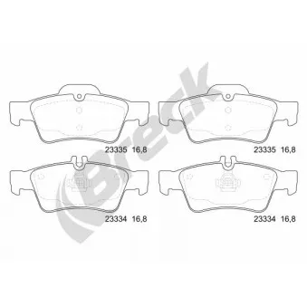 Jeu de 4 plaquettes de frein arrière BRECK 23334 00 702 20