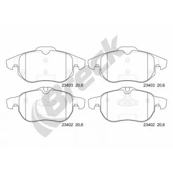 Jeu de 4 plaquettes de frein avant BRECK 23402 00 701 00