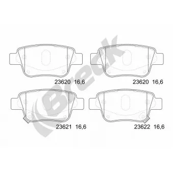 Jeu de 4 plaquettes de frein arrière BRECK 23620 00 702 10