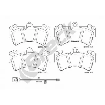 Jeu de 4 plaquettes de frein avant BRECK 23693 00 553 00
