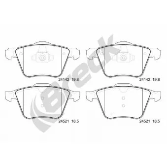 Jeu de 4 plaquettes de frein avant BRECK 24142 00 551 00