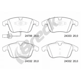 Jeu de 4 plaquettes de frein avant BRECK 24706 00 551 10