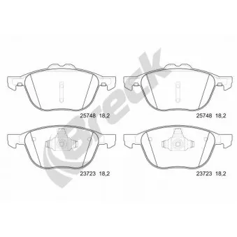 Jeu de 4 plaquettes de frein avant BRECK 25748 00 701 00