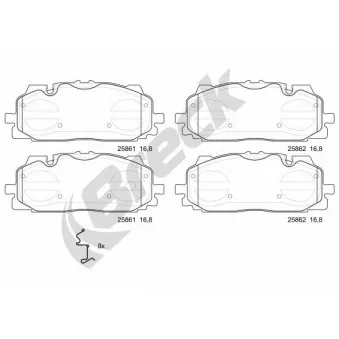 Jeu de 4 plaquettes de frein avant BRECK 25861 00 553 00