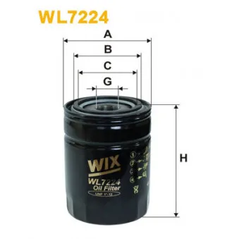 Filtre à huile WIX FILTERS WL7224