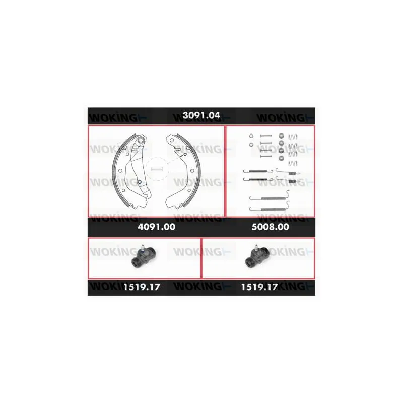 Kit de freins, freins à tambours WOKING SPK 3091.04
