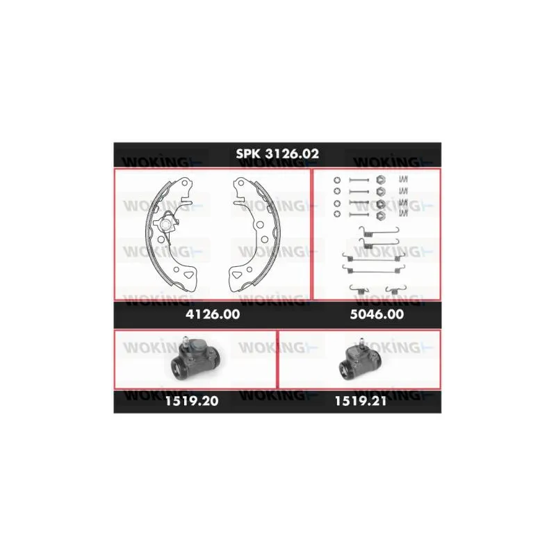 Kit de freins, freins à tambours WOKING SPK 3126.02