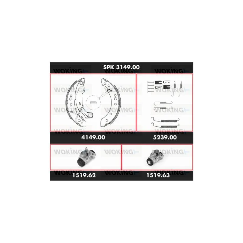 Kit de freins, freins à tambours WOKING SPK 3149.00
