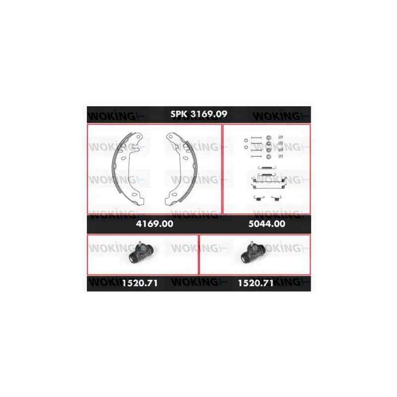 Kit de freins, freins à tambours WOKING SPK 3169.09