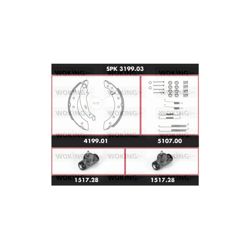 Kit de freins, freins à tambours WOKING SPK 3199.03