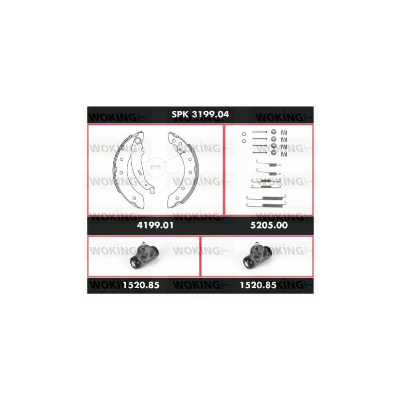 Kit de freins, freins à tambours WOKING SPK 3199.04