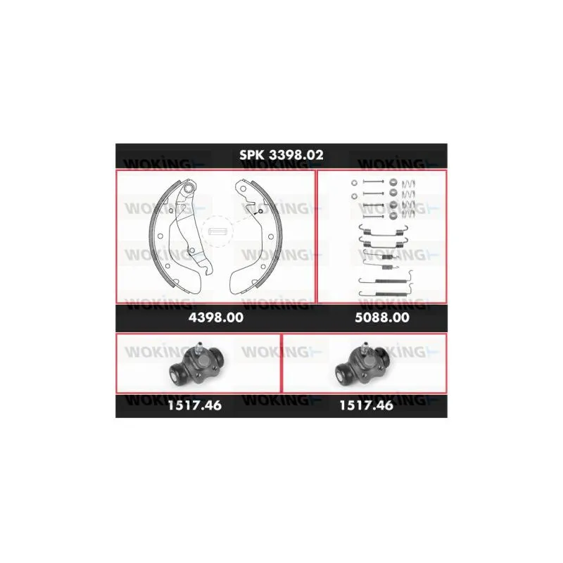 Kit de freins, freins à tambours WOKING SPK 3398.02
