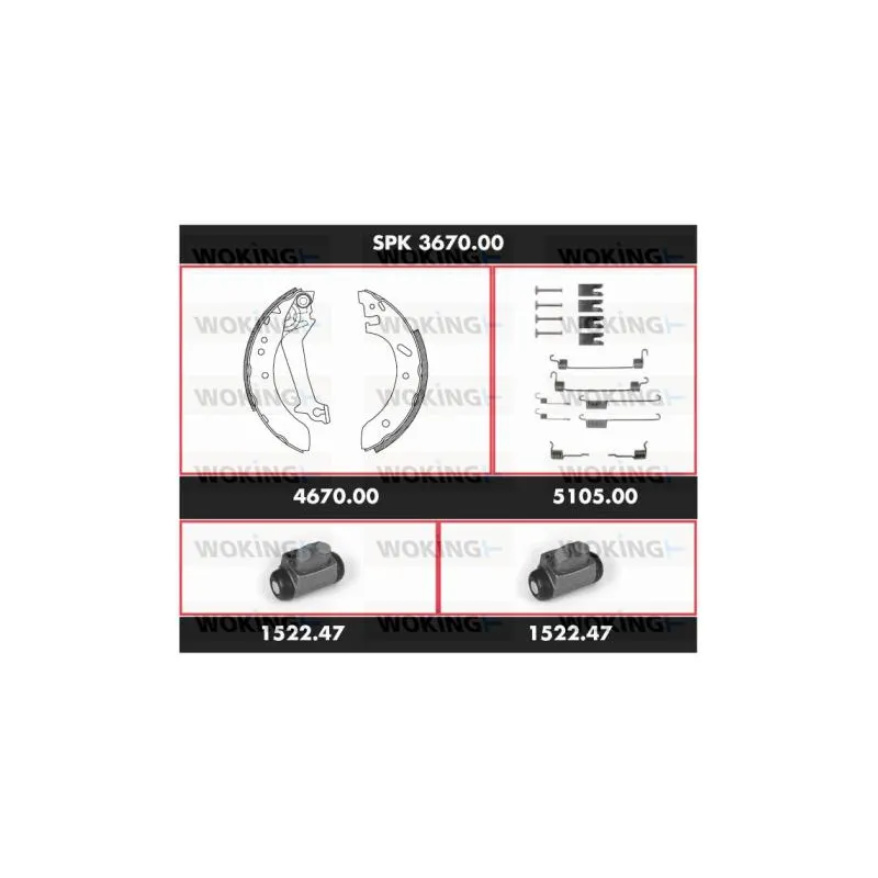 Kit de freins, freins à tambours WOKING SPK 3670.00