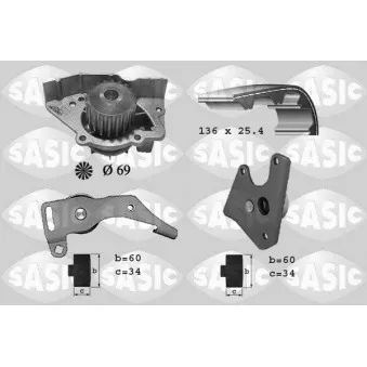 Pompe à eau + kit de courroie de distribution SASIC 3900004