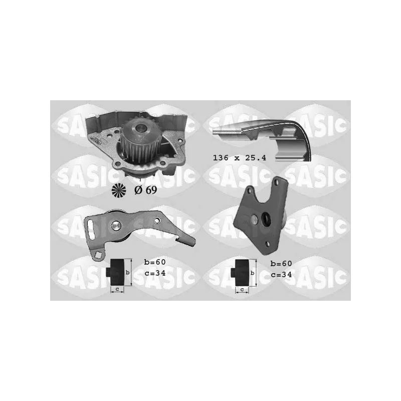 Pompe à eau + kit de courroie de distribution SASIC 3900004