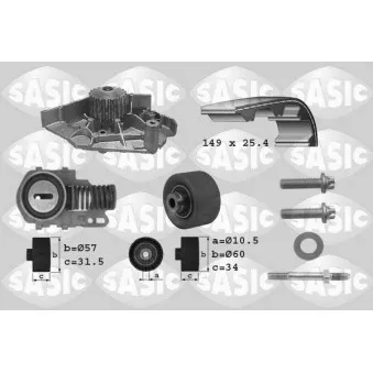 Pompe à eau + kit de courroie de distribution SASIC 3900005