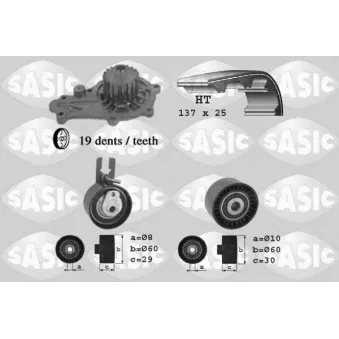 Pompe à eau + kit de courroie de distribution SASIC 3900014
