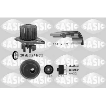 Pompe à eau + kit de courroie de distribution SASIC 3900020