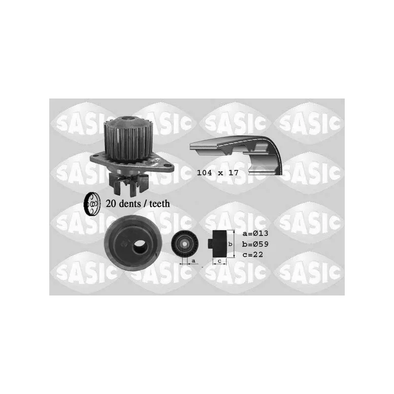 Pompe à eau + kit de courroie de distribution SASIC 3900020