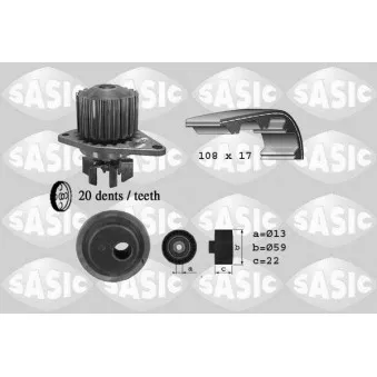 Pompe à eau + kit de courroie de distribution SASIC 3900021