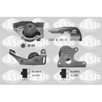 Pompe à eau + kit de courroie de distribution SASIC 3900022