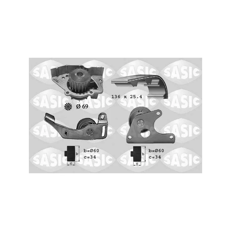 Pompe à eau + kit de courroie de distribution SASIC 3900022