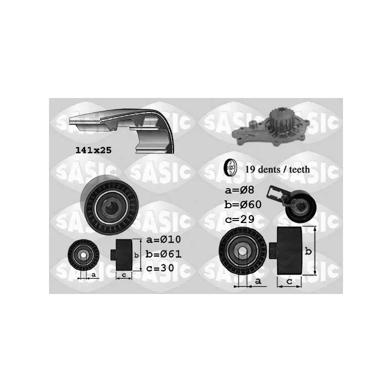 Pompe à eau + kit de courroie de distribution SASIC 3900031