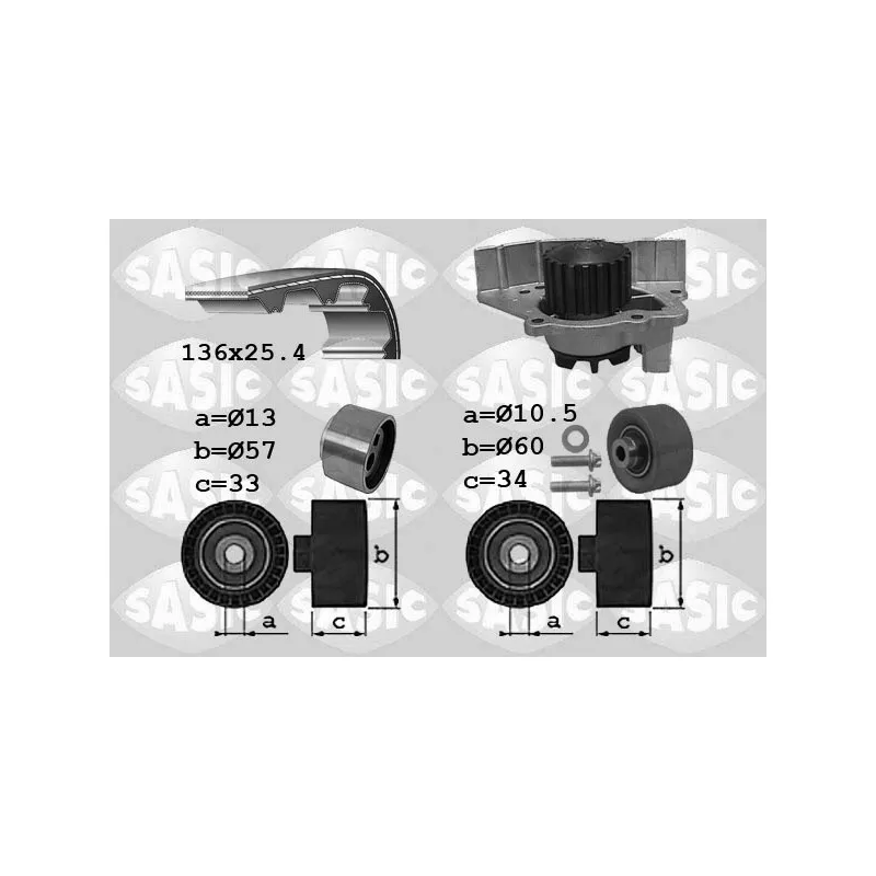Pompe à eau + kit de courroie de distribution SASIC 3900033