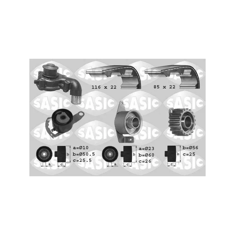 Pompe à eau + kit de courroie de distribution SASIC 3906012