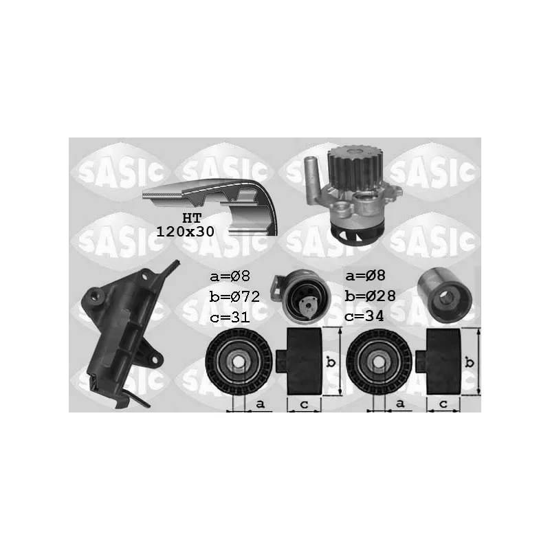 Pompe à eau + kit de courroie de distribution SASIC 3906021