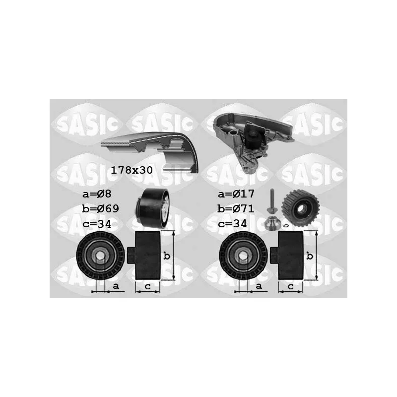 Pompe à eau + kit de courroie de distribution SASIC 3906030