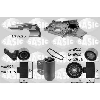 Pompe à eau + kit de courroie de distribution SASIC 3906040