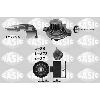 Pompe à eau + kit de courroie de distribution SASIC 3906050