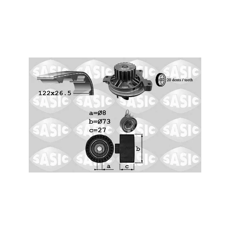 Pompe à eau + kit de courroie de distribution SASIC 3906050