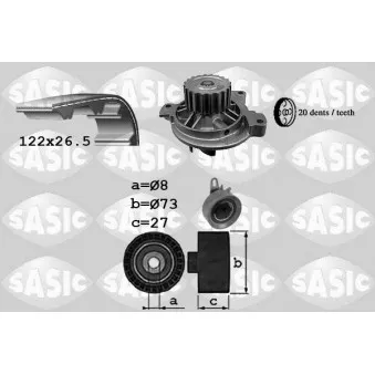 Pompe à eau + kit de courroie de distribution SASIC 3906051