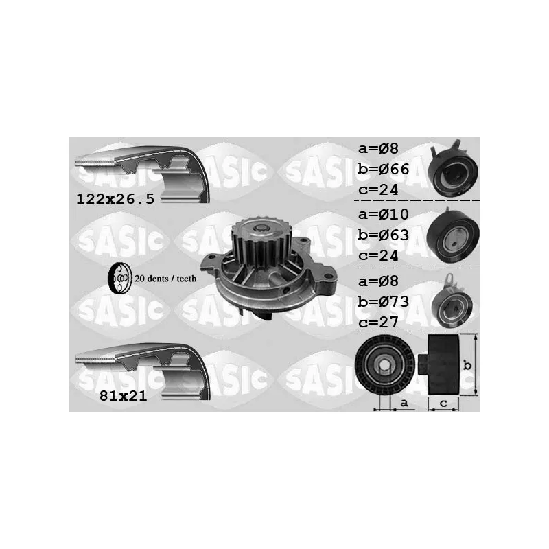 Pompe à eau + kit de courroie de distribution SASIC 3906052