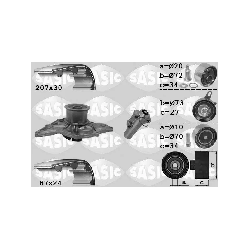 Pompe à eau + kit de courroie de distribution SASIC 3906058