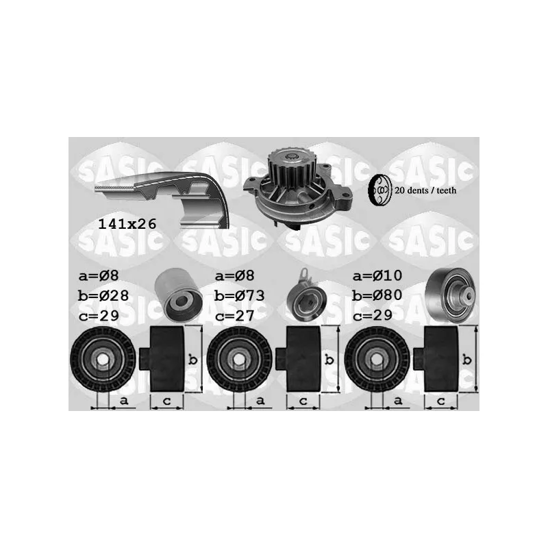 Pompe à eau + kit de courroie de distribution SASIC 3906059
