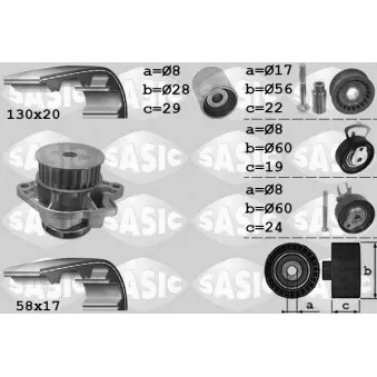 Pompe à eau + kit de courroie de distribution SASIC 3906060