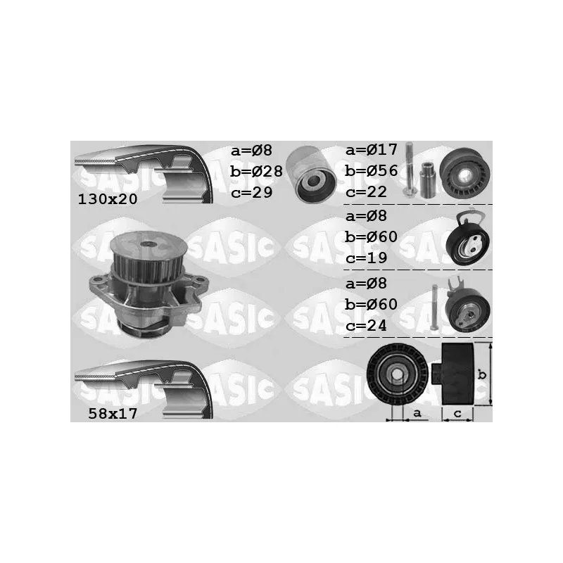 Pompe à eau + kit de courroie de distribution SASIC 3906060