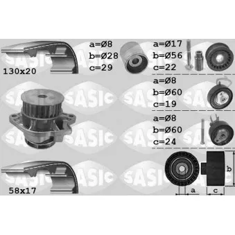 Pompe à eau + kit de courroie de distribution SASIC 3906061
