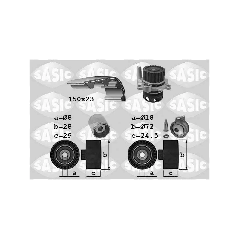 Pompe à eau + kit de courroie de distribution SASIC 3906062