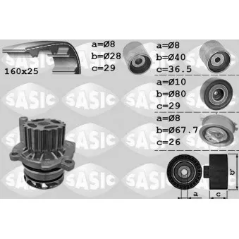 Pompe à eau + kit de courroie de distribution SASIC 3906069