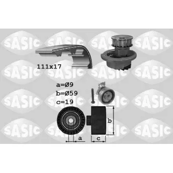 Pompe à eau + kit de courroie de distribution SASIC 3906071