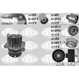 Pompe à eau + kit de courroie de distribution SASIC 3906077